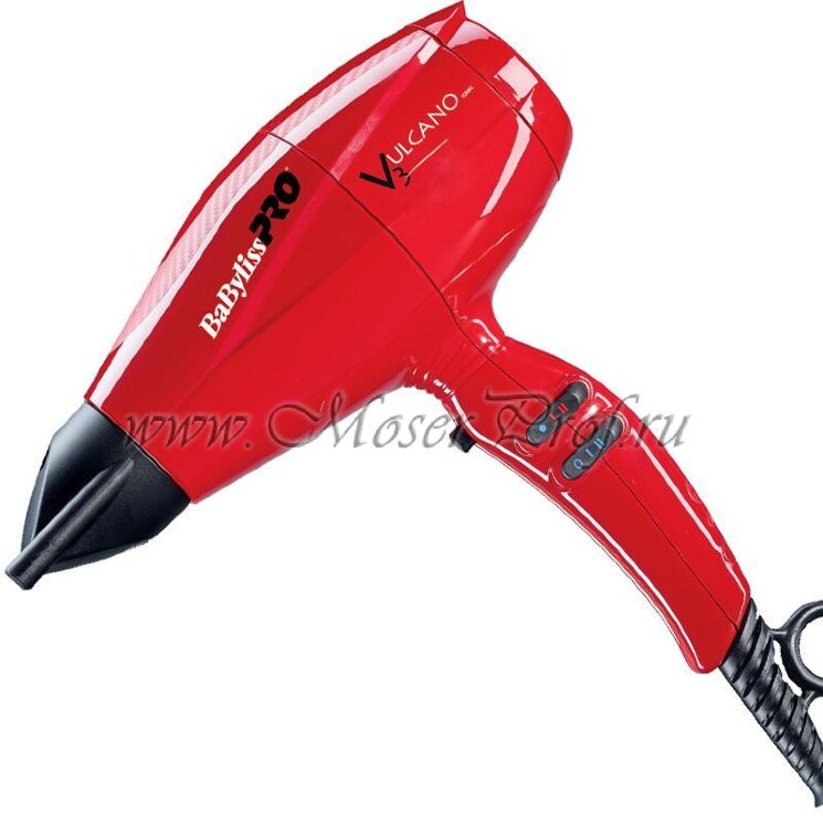 Профессиональный фен BaByliss PRO VULCANO V3 с ионизацией 2200W красный, арт. BAB6180IRE