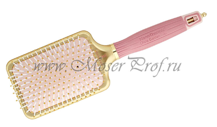 Щетка массажная Olivia Garden NanoThermic Ceramic +Ion широкая, квадратная, розовое золото, арт. PR-NT1PC-STPDL-TP18