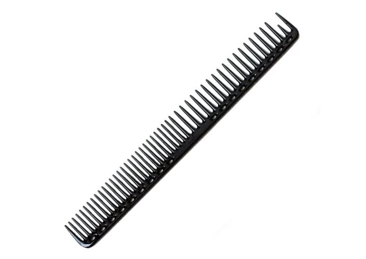 Расческа для стрижки с линейкой черная 22,8 см., арт. YS-G33 soft carbon		