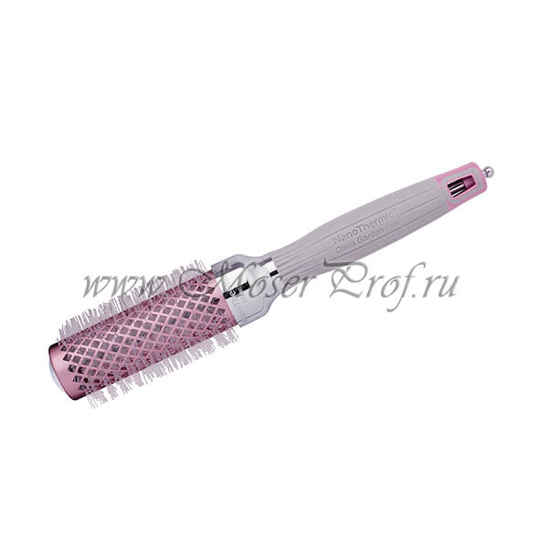 Термобрашинг Olivia Garden Nano Thermic Ceramic +Ion с нейлоновой щетиной, сер/розов., 34 мм., арт. PR-NT1PC-TH034-TP20
