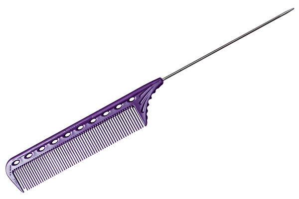 Расчёска с металлическим хвостиком фиолетовая 220 мм., арт. YS-102 purple