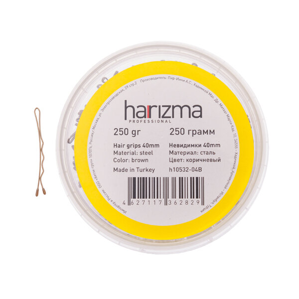 Невидимки harizma 40 мм., волна, коричневые, 250 гр., арт. h10532-04B