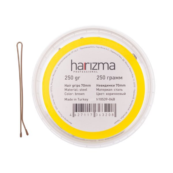 Невидимки harizma 70 мм., прямые, коричневые, 250 гр., арт. h10539-04B