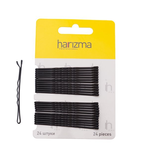 Невидимки harizma 60 мм., волна, черные, 24 шт., арт. h10536-15